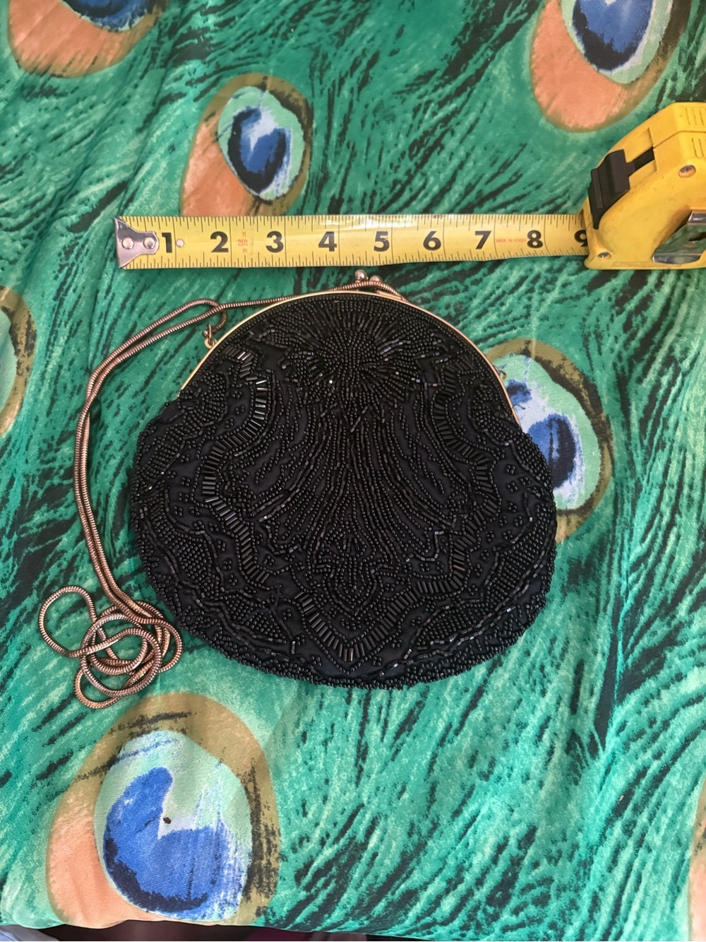 Black Beaded Evening Crossbody Bag